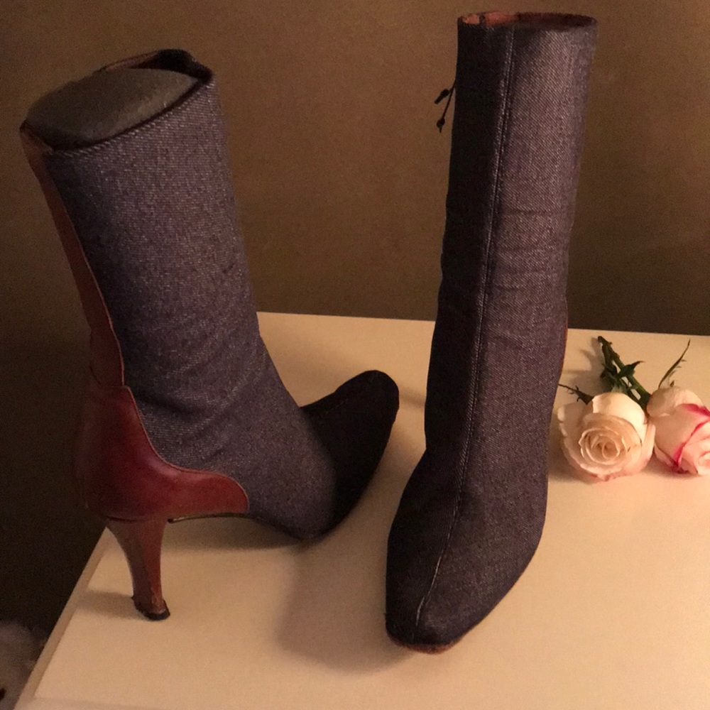 Donald J Pliner Denim and leather bootie